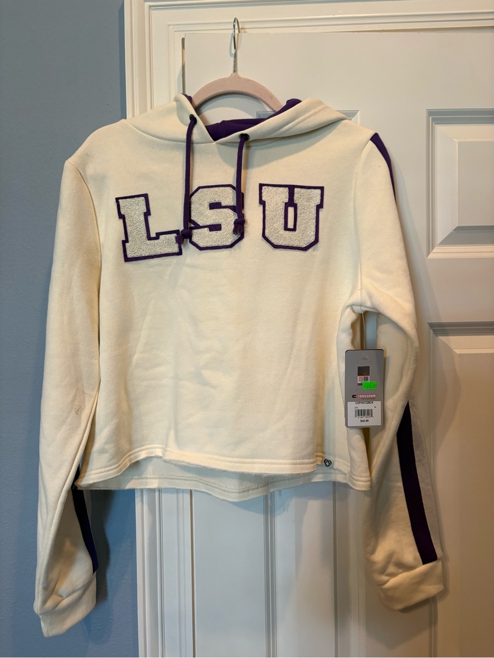 LSU Women's Cream & Purple Hoodie Sweatshirt